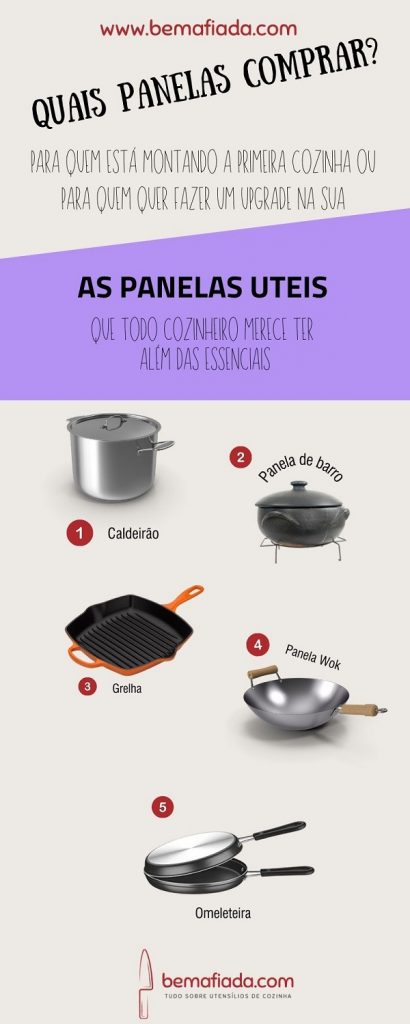 Quais panelas comprar - panelas úteis infográfico