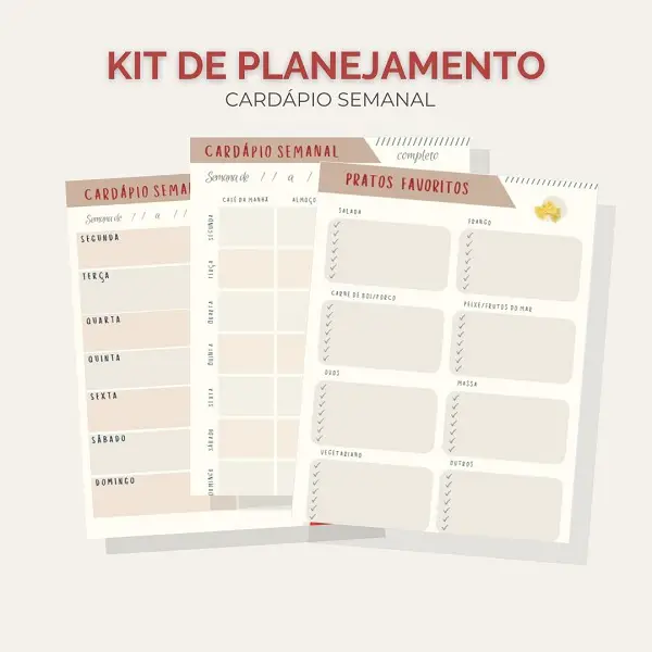 Kit de planejamento - como montar um cardápio semanal