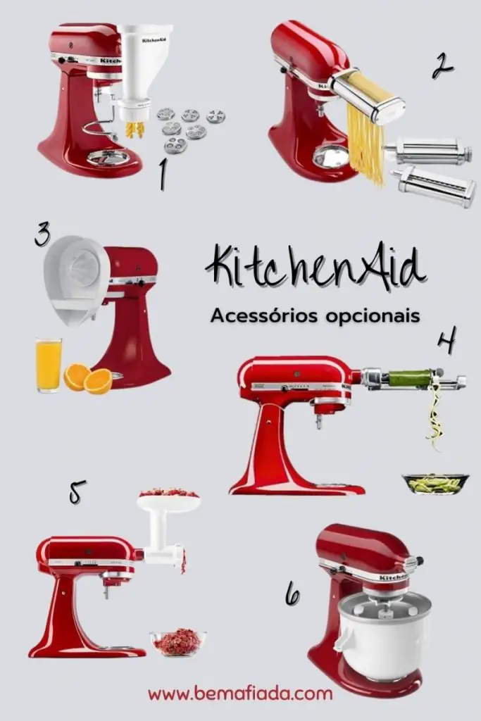 Acessórios opcionais da batedeira KitchenAid