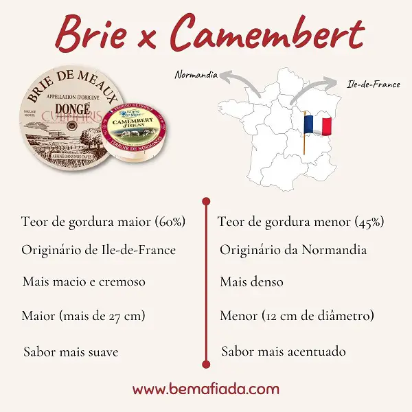 Diferenças entre Brie x Camembert