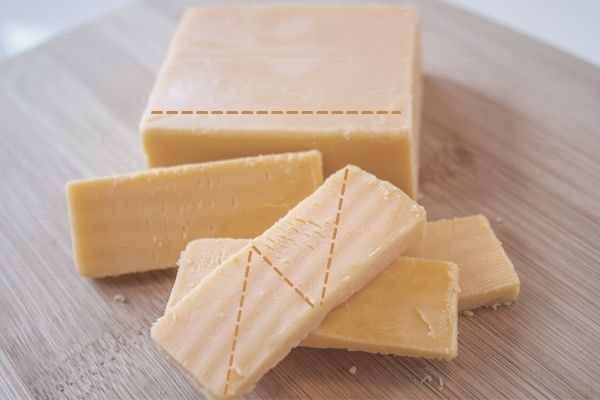 Como cortar queijos retangulares
