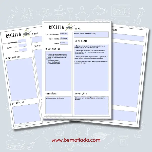 Folhas de caderno de receita em pdf editável para baixar gratis