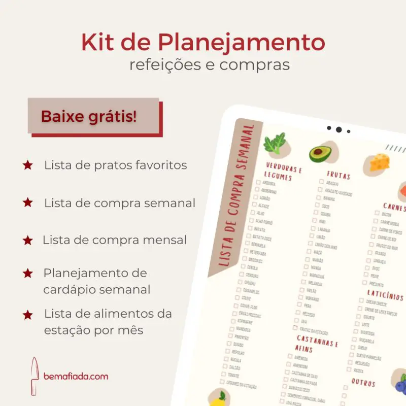 Kit de planejamento refeições e compras