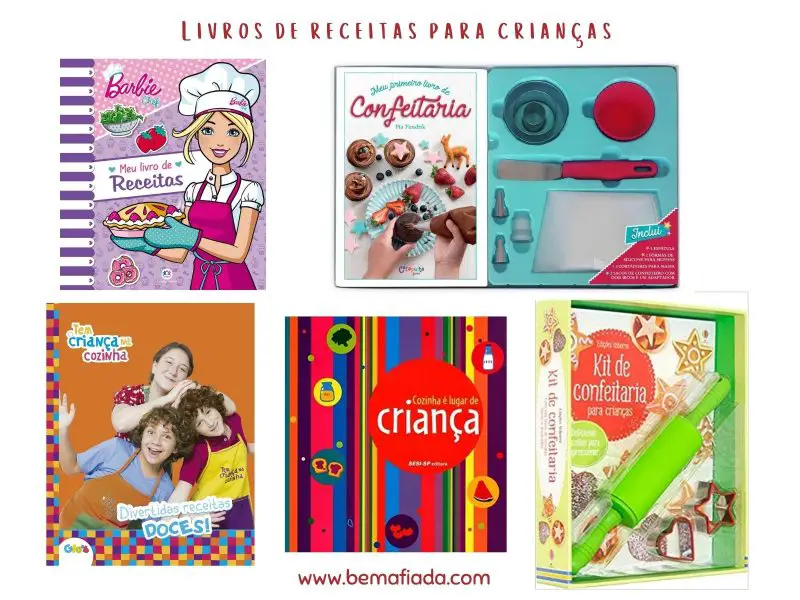 Cinco livros de receitas para crianças - presente para o dia das crianças
