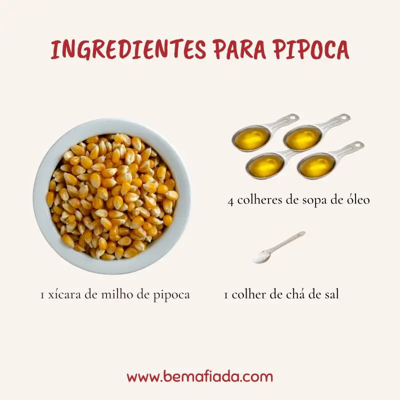 Ingredientes para pipoca na panela elétrica
